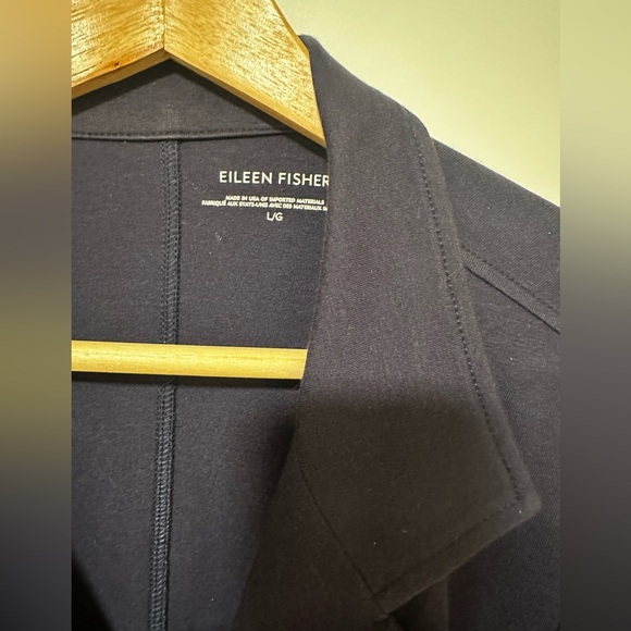 Eileen Fisher Women's Navy Organic Cotton Asymmetrical Zip Moto Jacket - Picture 2 of 6